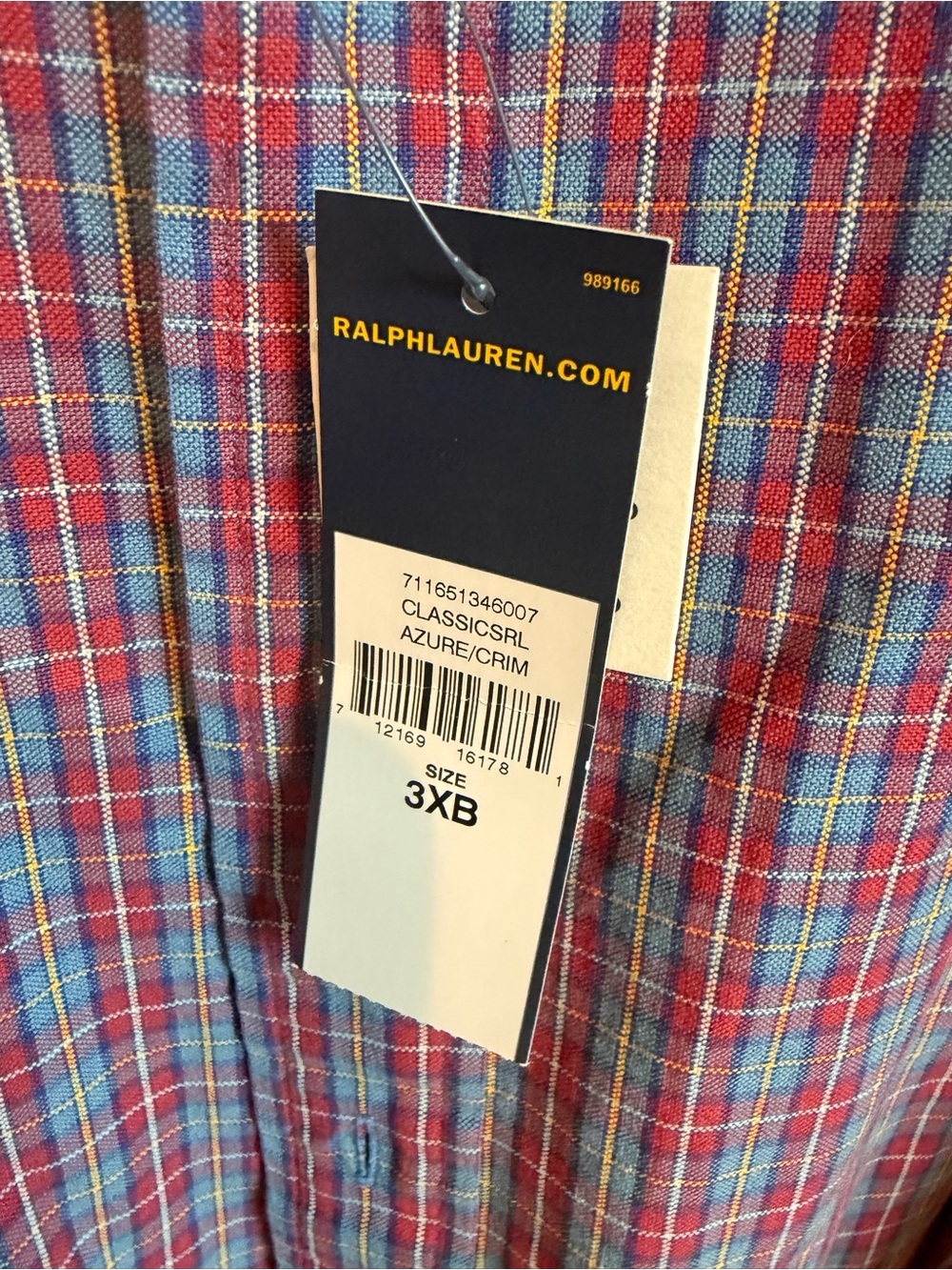 NWT Ralph Lauren Men’s Red & Blue Plaid Button-Down Shirt Size 3X - Picture 4 of 6